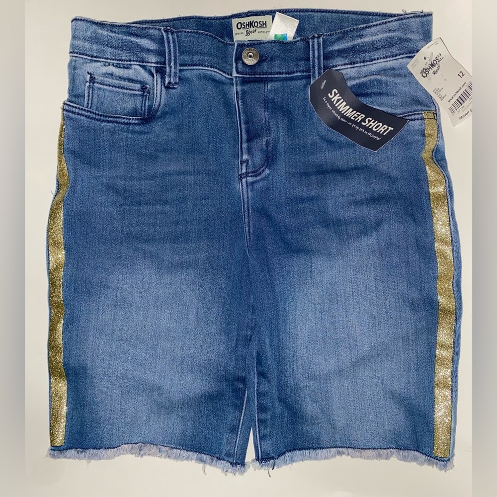 NEW Oshkosh B’Gosh Skimmer Short Stretch Pull On Jeans Gold Details Girls 12